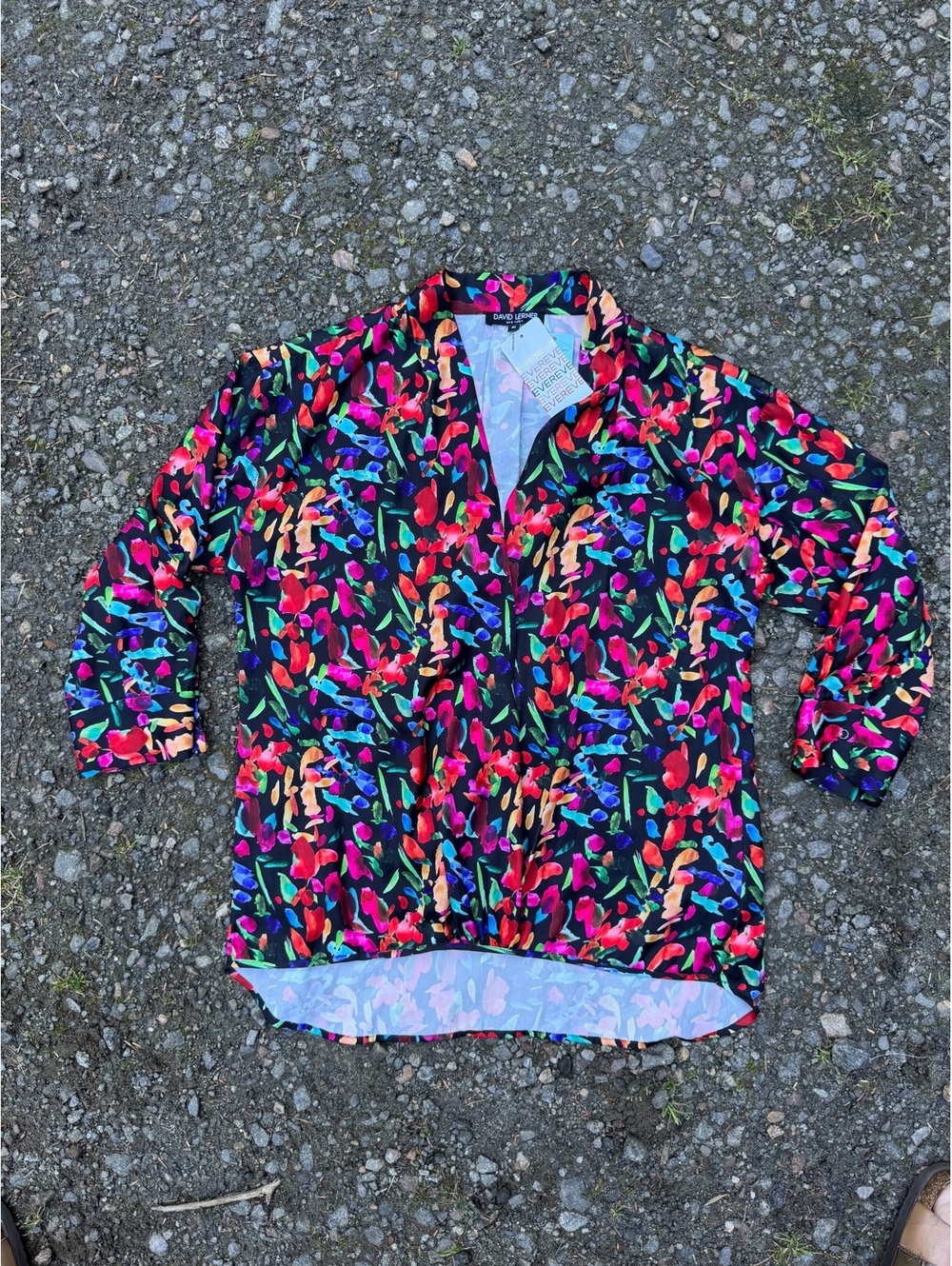 David Lerner New York Women's Colorful Floral Button-Up Blouse Size M